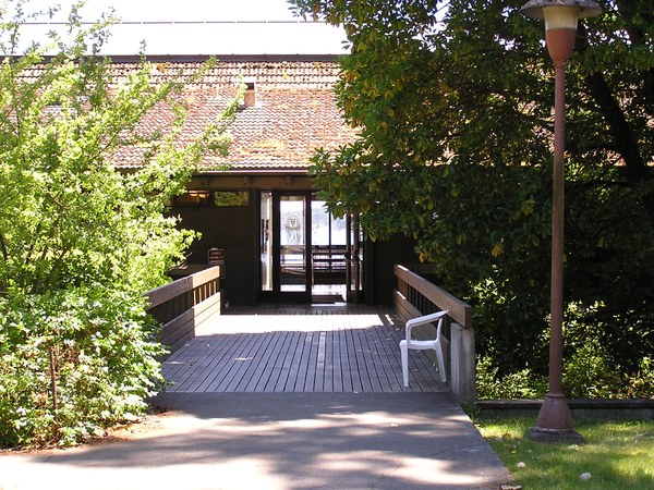 Library building entrance